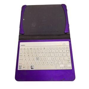Belkin F5L152 Slim Style Keyboard Case Purple White Untested For Parts